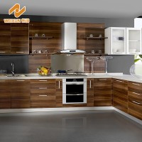 伟询极简定制现代简约厨房设计整体橱柜定制L型木纹橱柜厨房设计板式家具定制